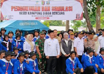 ‎Pemkab Pesisir Barat Bersama Kemensos Gelar Simulasi Kampung Siaga Bencana