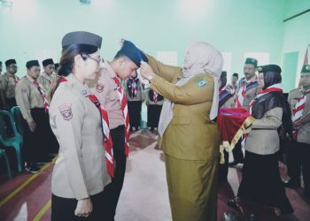 Umi Laila Buka Kursus Pembina Pramuka Mahir Tingkat Dasar XIX Kwaran Pringsewu 