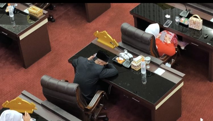 Anggota DPRD Pringsewu Terlihat Tidur dan Sibuk Main HP Saat Pidato Presiden Berlangsung